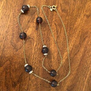 J.Crew | Frosted Purple Bead Station Necklace | 34” Length